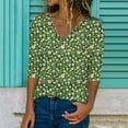 thumbnail image 1 of ICHUANYI Liquidación Blusa gegular de manga larga estampada con cuello en V informal para mujer ICHUANYI WER202308245030, 1 of 4