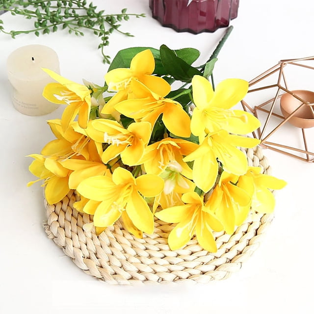 Ramo artificial de lirios, flores de seda de 6 tallos, 18 flores para decoración de mesas, centros de mesa de boda, arreglos para fiestas u oficinas