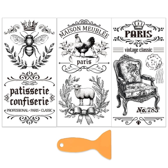 3Pcs/Set French Farmhouse Rub on Transfers