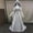 Gray, variant on Halloween Scary Witch Costume Medieval Renaissance Era Gown Women Hooded Square Neck Lace Up Corset Bell Sleeve Silver Velvet Maxi Evening Dress for Cosplay Gothic Wedding Themed Party-Green/S
