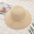 thumbnail image 2 of COCOpeaunt Fashion Women Summer Sun Hat Beach Panama Straw Cap Big Brim Black White Bow Ribbon Temperament Flat UV Cut Lady Sunshine Hat, 2 of 5