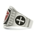 thumbnail image 2 of Primal Steel Stainless Steel Antiqued and Red Enamel Cross Shield Ring, 2 of 9