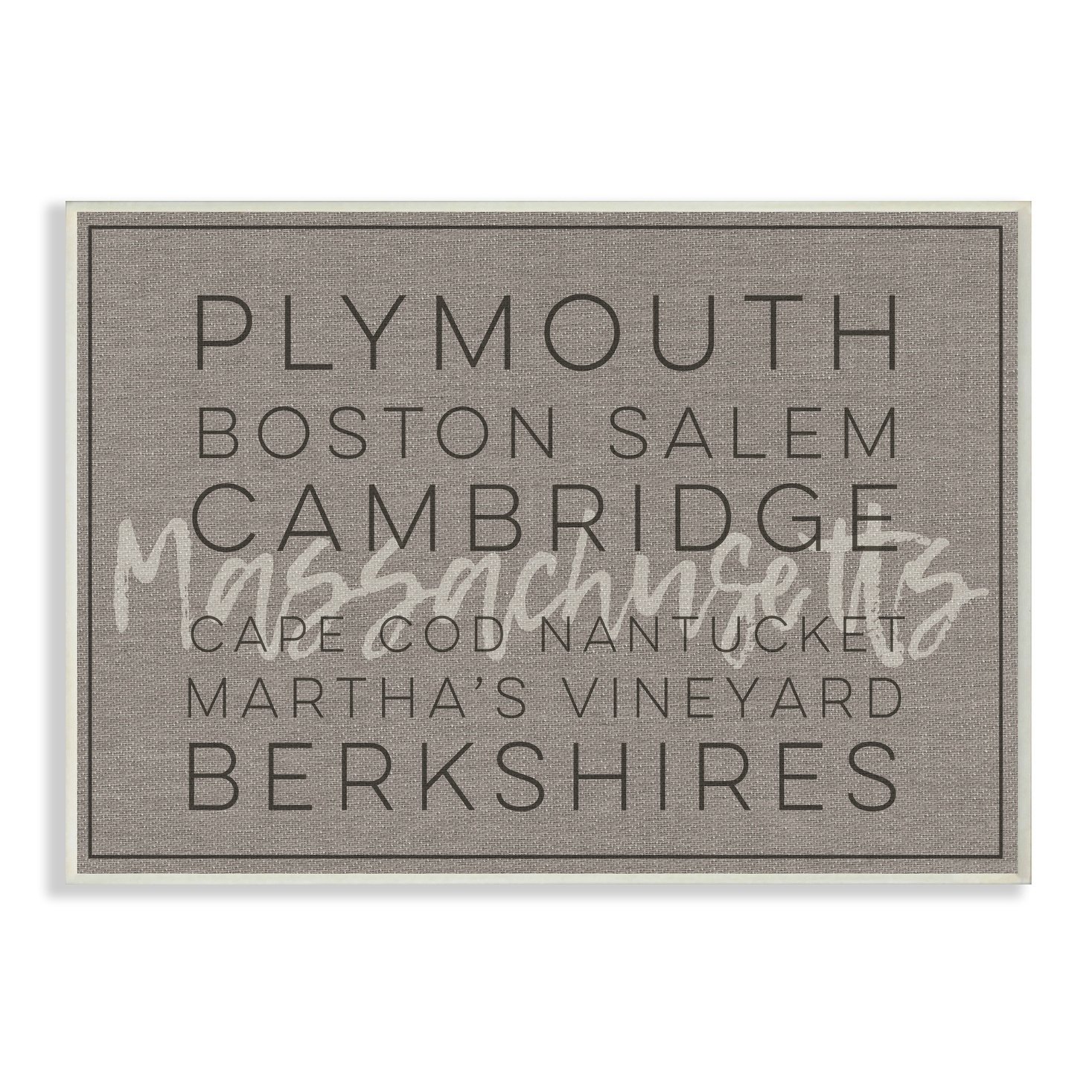 The Stupell Home Decor Collection Massachusetts Berkshires Boston Salem Typography Wall Plaque
