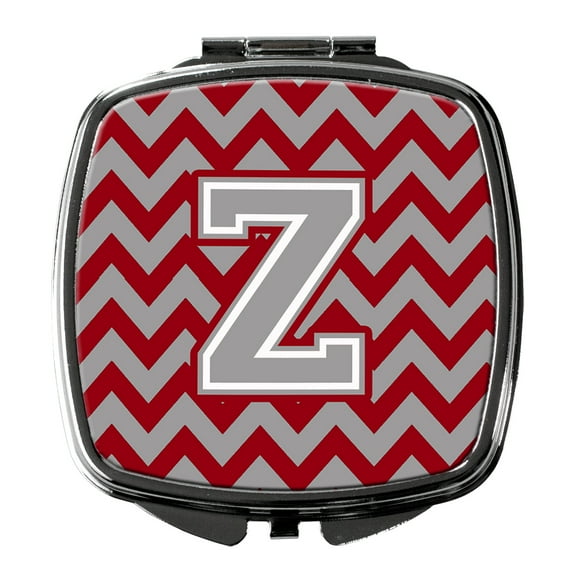 Letter Z Chevron Crimson and Grey Compact Mirror