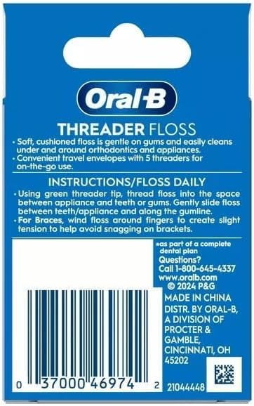 Glide Threader Floss, 30-Count Boxes of Single-Use Packets (Pack of 4)
