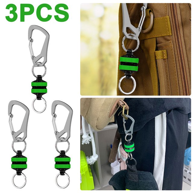 Retractor Red Pesca Con Mosca Mosquetón Clip Accesorios () Verde