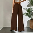 thumbnail image 5 of Women's Chiffon Wide Leg Pants Beach Summer Palazzo Pants Casual Elastic Waist Pants Brown M, 5 of 7