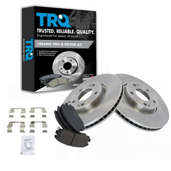 TRQ Front Brake Pad & Rotor Kit Brake Pads Brake Rotor Ceramic Fits Select 2006-2010 Hyundai Sonata