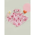 thumbnail image 4 of Bagilaanoe Newborn Baby Girl Valentine's Day Rompers Letter/Heart Print Flare Long Sleeve Bodysuit Dress + Headband 6M 12M 18M 24M Infant Casual One Piece Jumpsuit, 4 of 7