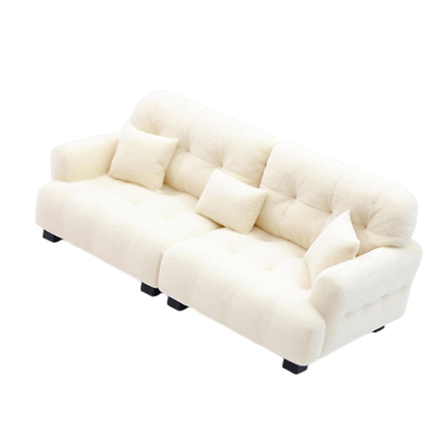 Sofá en miniatura, juguete en miniatura, adorno para sala de estar, accesorios de fotografía modernos. 1 12 Beige