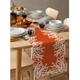 thumbnail image 6 of ERUNPONLY Coastal Coral Table Runner - 108 Inch Long Orange White Ocean Marine Nautical Beach Cotton and Linen Blended Dress Scarves Farmhouse Table Runner for Kitchen Dining, Coffee Table, 13"x108", 6 of 8