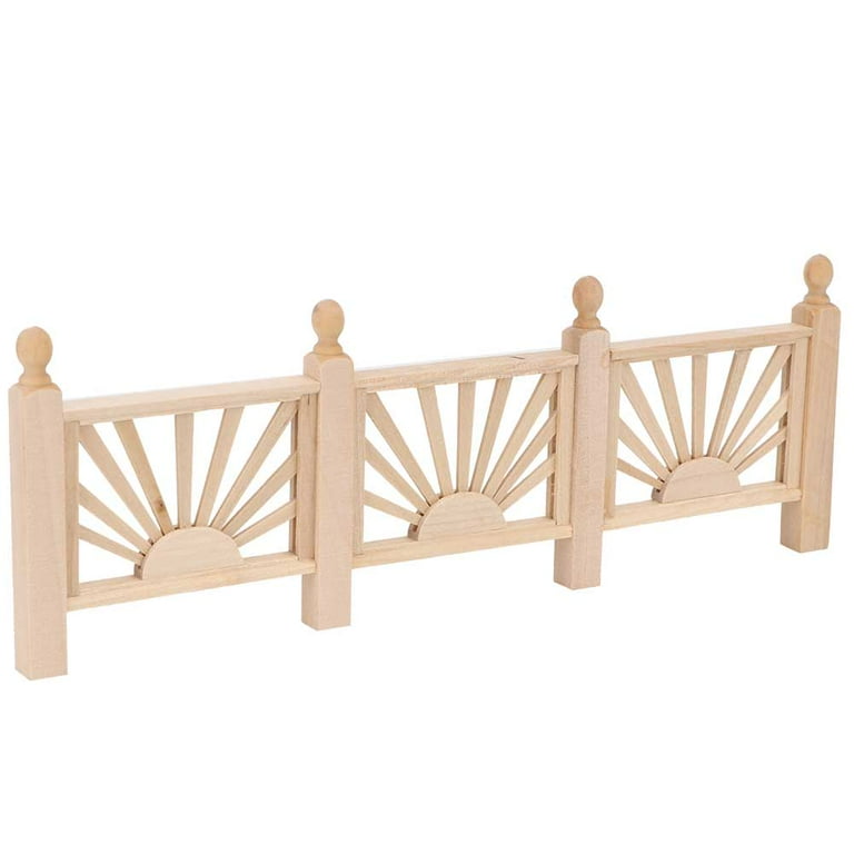 1/12 Scale Miniature Dollhouse Handrail Fence - Wooden Model House Furniture Decor