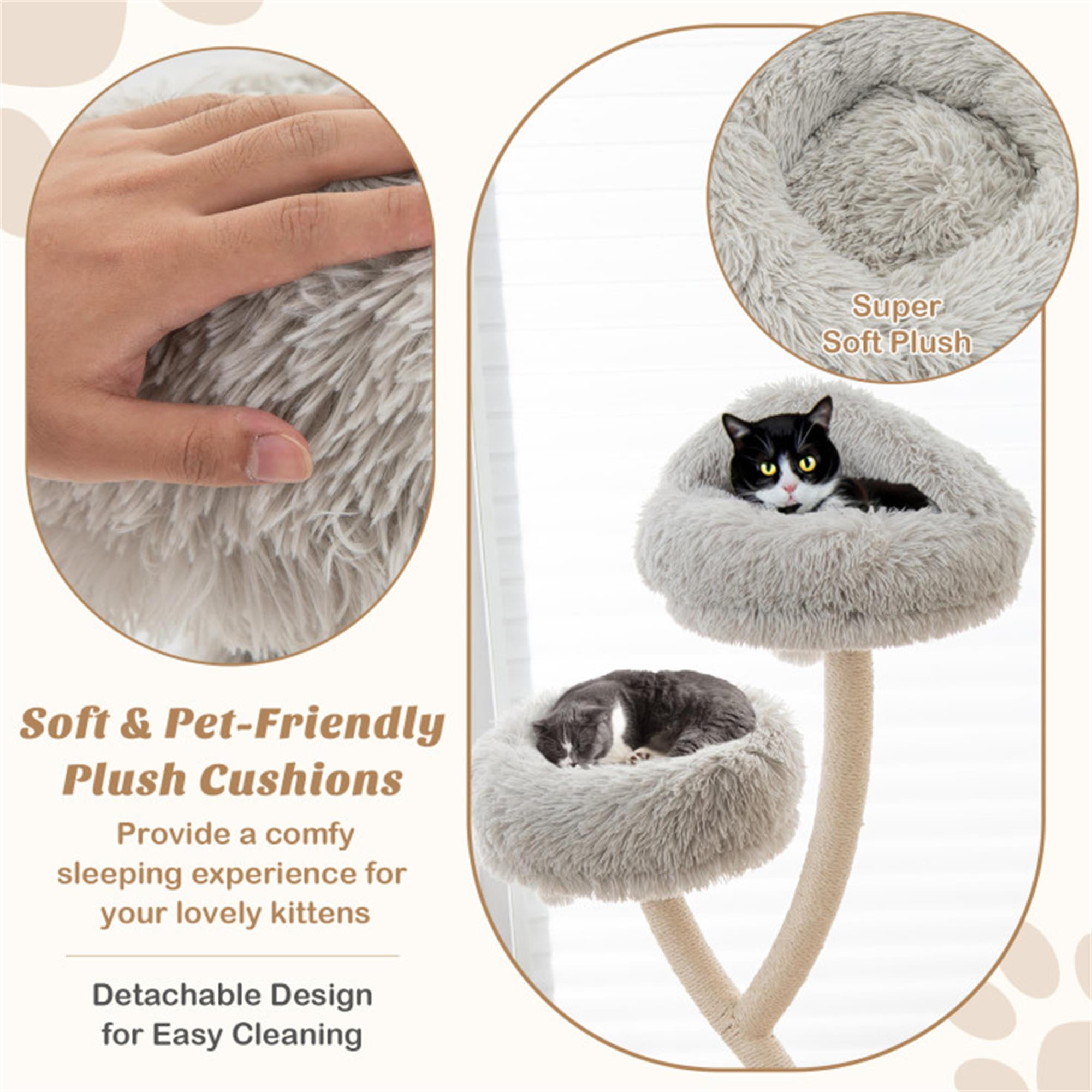 Kadyn 70" Modern Cat Tree Tower for Indoor Cats, Large Cat Condo with Scratching Post and Removable Pads for Small Large Cats, Gray
