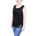 thumbnail image 2 of Petite Sleeveless Sequined Tank Top With Combo Banding, 2 of 3