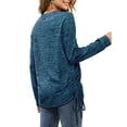thumbnail image 3 of Women Long Sleeve Drawstring Side Ruched Top V Neck Women Ruched Side Tie Top for Female Navy Blue M, 3 of 5