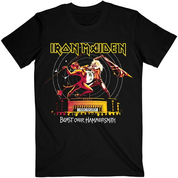 Iron Maiden Unisex T-Shirt Beast Over Hammersmith Eddie & Devil Tonal (Small)
