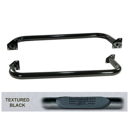 Rugged Ridge by RealTruck 3 Tube Side Steps for Wrangler TJ | Textured Black Round | 11591.04 | Compatible with 1997-2006 Jeep Wrangler TJ