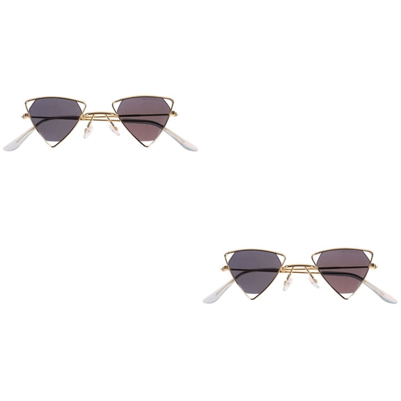 Masteelf 2-Pack Metal Frame Sunglasses for Women, Stylish Hollow , UV , Grey & Black