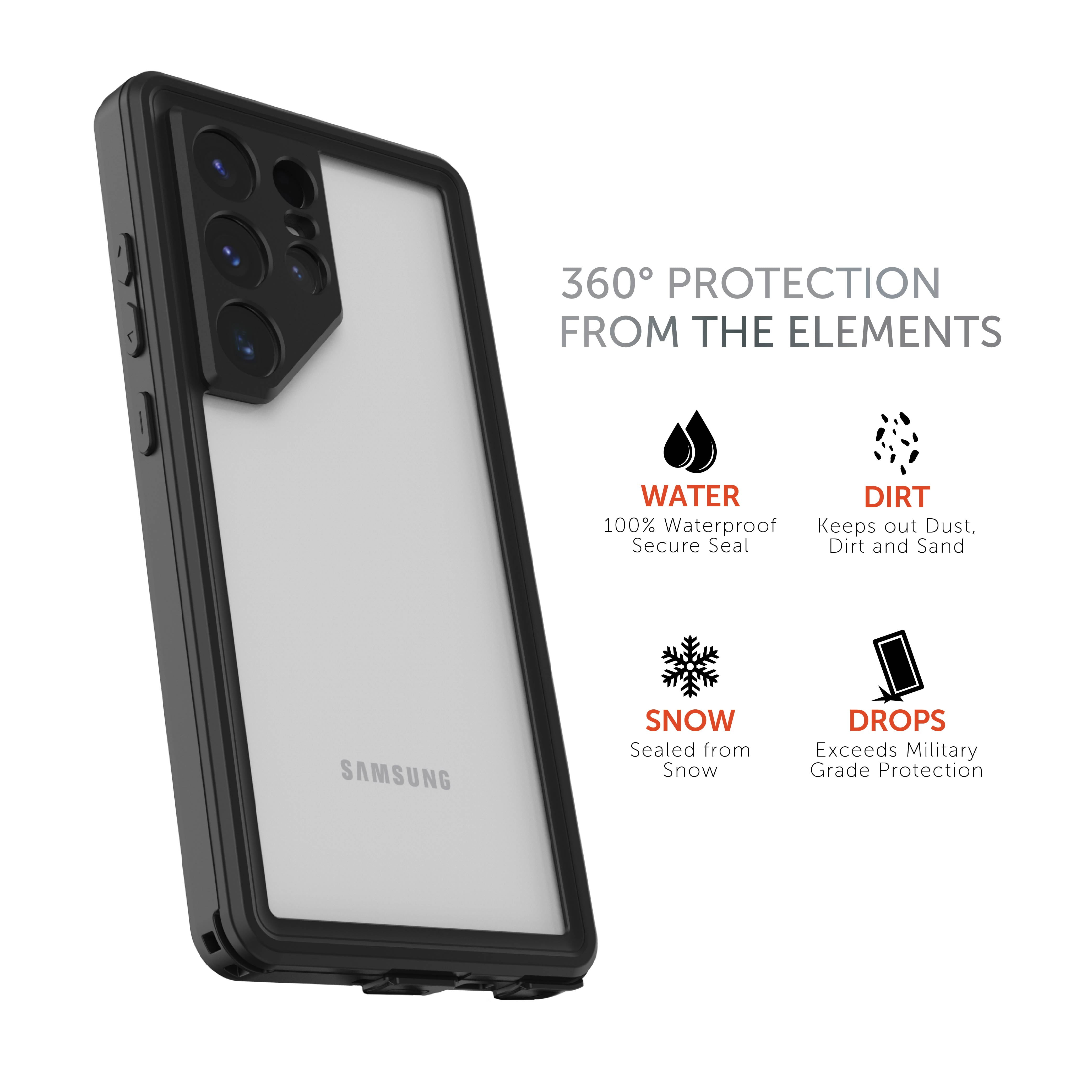 Body Glove Tidal Waterproof Phone Case for Samsung Galaxy S25 Ultra - Black/Clear