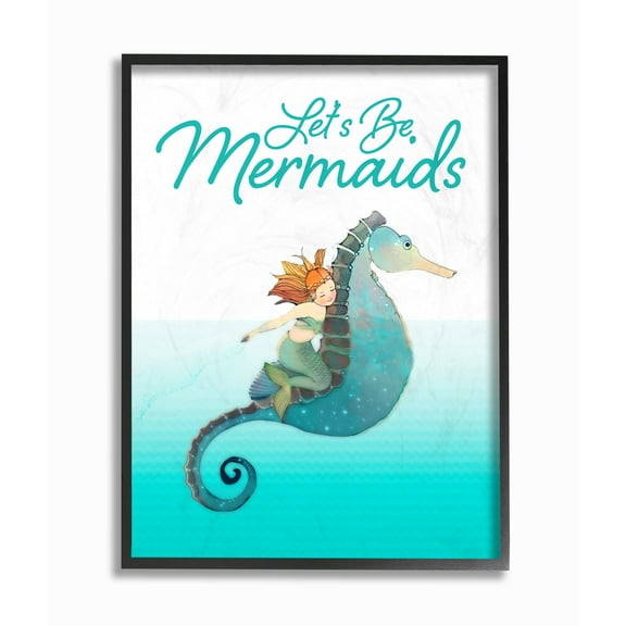 The Kids Room by Stupell Lets Be Mermaids Ocean Sea Animal Kids Nursery Word Design Framed Wall Art by The Saturday Evening Post