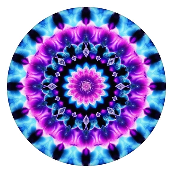 Colorful Tie Dye Mandala Pattern Round Fitted Tablecloth with Elastic Edge,Dining Table Cover Waterproof,Outdoor Round Tablecloth for Camping,Dining,Indoor and Outdoor