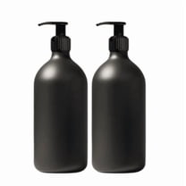 2-Pack Black Soap Dispenser Set, 16oz Refillable HDPE Plastic Bottles for Dish Soap, Hand Soap & Lotion by Hygea Natural