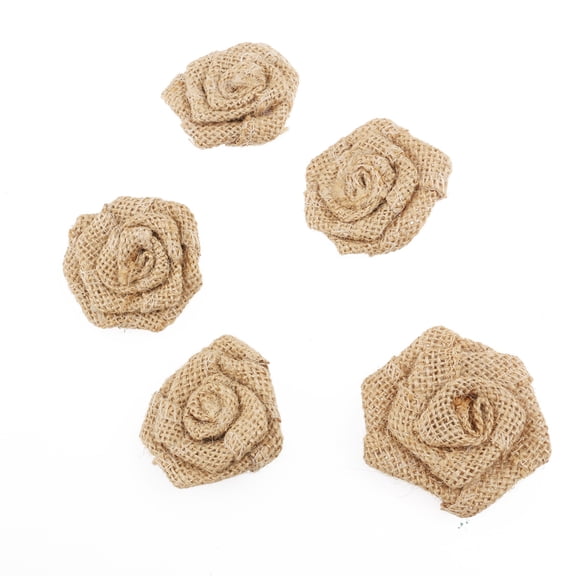 ETEREAUTY 5Pcs Festival Decoration Flower Burlap Roses Light Yellow for Indoor Outdoor Wedding Decor