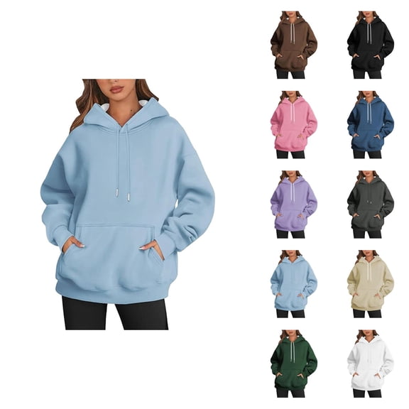 Plain Basic Hoodies for Women 2025 Trendy Hooded Sweatshirt with Pockets Hoody Top