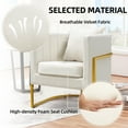 thumbnail image 4 of Velvet Accent Barrel Chairs Set of 2, Modern Arm Club Chair Set with Pillow for Living Room/Bedroom/Guest Reception, Channel Tufted, Gold Finish Base, White, 4 of 7