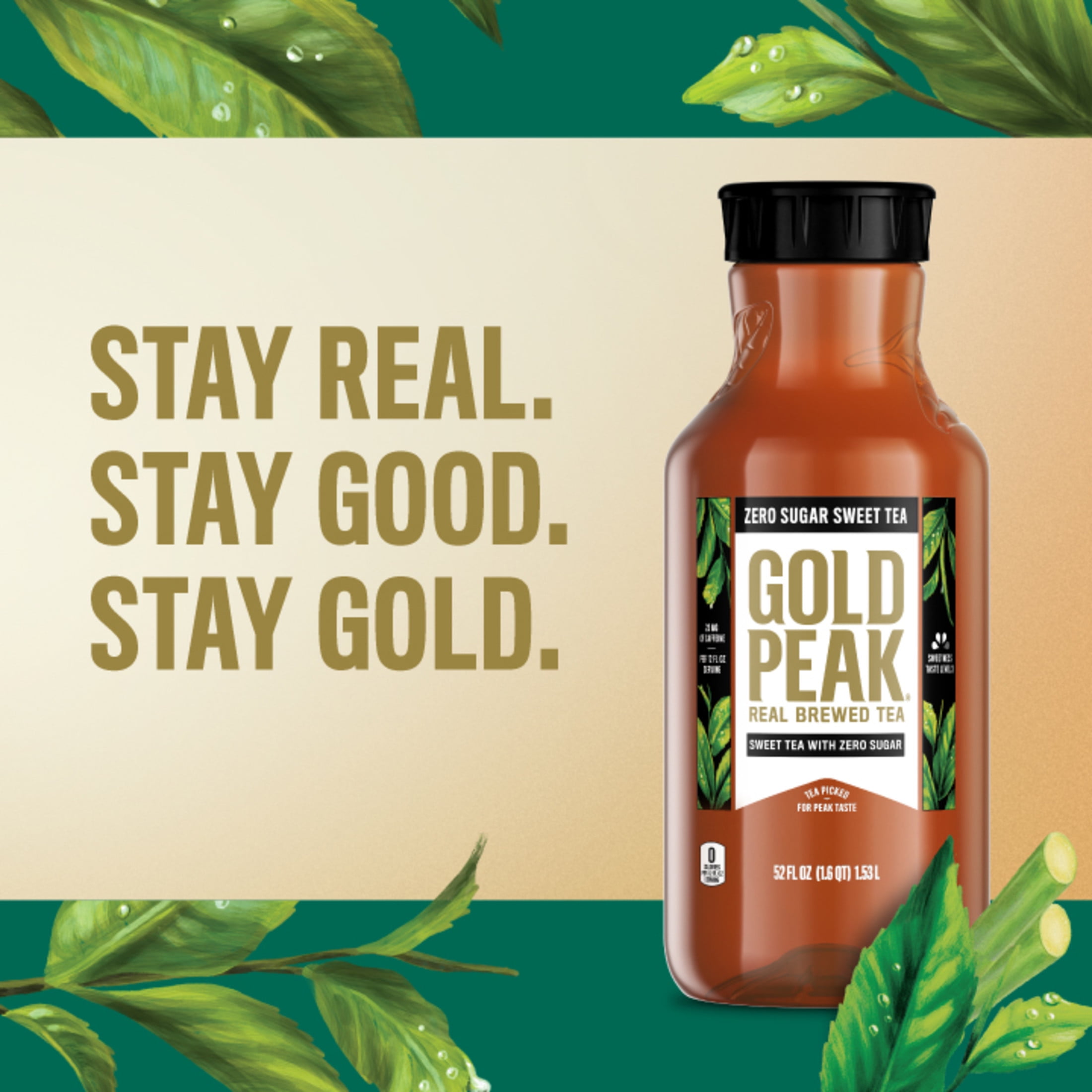 Gold Peak Iced Tea, Zero Sugar Sweet Tea Bottle, 52 fl oz