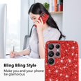 thumbnail image 2 of Compatible with Samsung Galaxy S23 Ultra Case, Glitter Sparkly Samsung S23 Ultra Phone Case with Slim Silicone Shockproof Protective Bumper Cover for Cute Girls Women (Red), 2 of 14