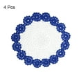 thumbnail image 3 of Fabric Coasters, 4pack 8" - Cotton Woven Crochet Doilies, Lace Embroidery Cup Mat with Floral Pattern (Dark Blue), 3 of 5
