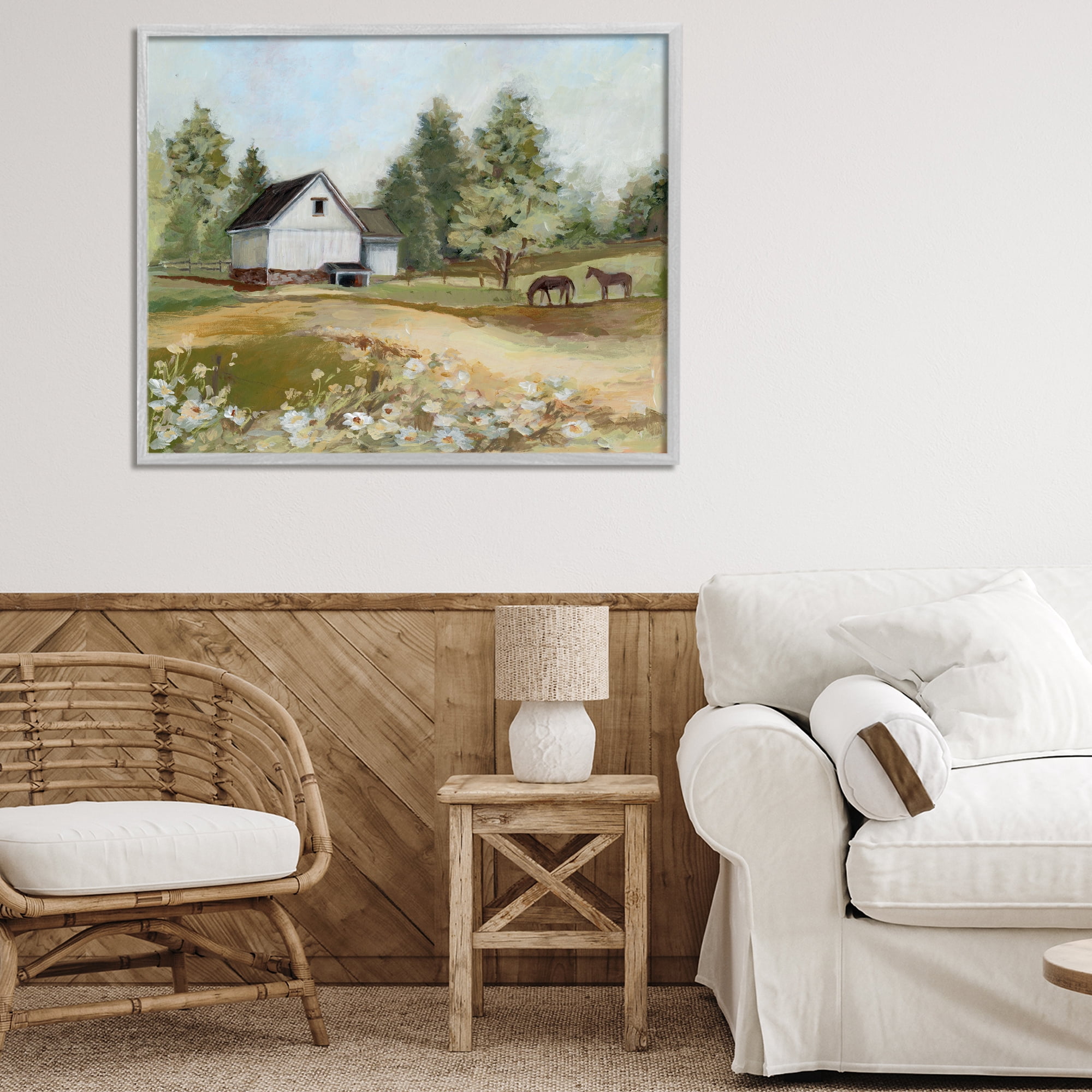 Stupell Industries Barn Field Landscape Gray Framed Giclee Art, design by Susan Winget