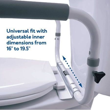 Carex Steel Toilet Support Rail with Adjustable Legs and Handles for Seniors, 300 lb Capacity