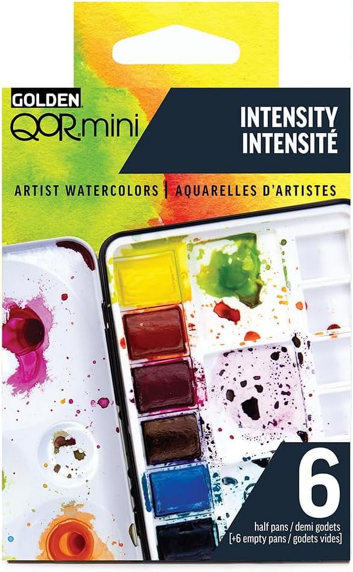 QoR Intensity Half Pan Set by GOLDEN, 6 Half Pan Watercolors, Professional Watercolor Paint Set