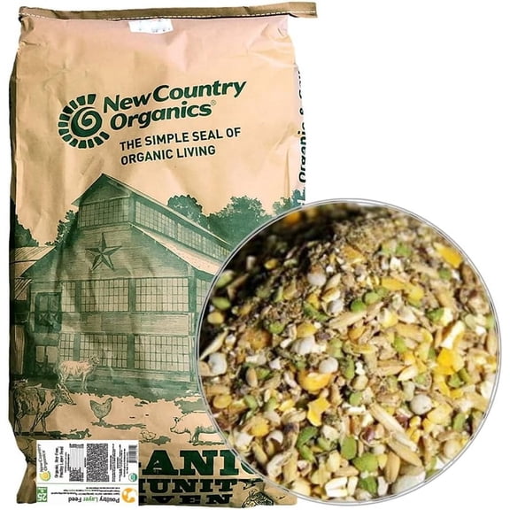 New Country Organics | Classic Layer Feed for Laying Hens | Soy-Free | 17% Protein | Certified Organic and Non-GMO | 25 lbs