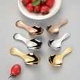 thumbnail image 3 of Dream Lifestyle Dessert Spoon Short Handle Smooth Edge Vibrant Color Mirror Polish Thickened Decorative Stainless Steel Mini Teaspoon Ice Cream Dessert Metal Spoon for Home, 3 of 8