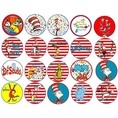 20 Dr Seuss inspired Edible Frosting Image Cupcake Topppers