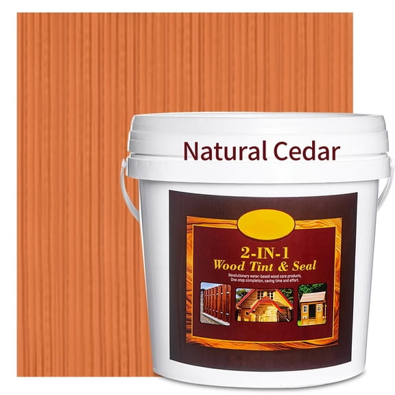 Premium Fast Dry Wood Stain Natural Cedar 5Gallon/19KG, Wood Sealant Two-In-One,Wood Sealer Exterior Wood Stain ﻿