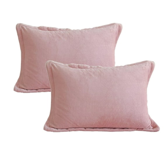 Djiypn Flock Pillow Cases Queen Size Set of 2, Super Soft Fleece Pillowcases with Zipper for Bedroom, Sofa, Couch,Luxury Cozy Fuzzy Velvet Pillow Shams for All Seasons(19x29 Inches,Pink)