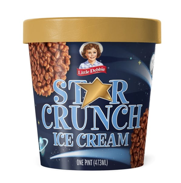 Little Debbie Star Crunch Caramel Ice Cream with Fudge and Choco Crispies, Pint