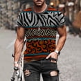 thumbnail image 1 of AURIGATE Men Spring Summer Casual Slim 3D Printed Short Sleeve T Shirt Top Blouse, 1 of 5