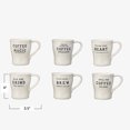 thumbnail image 2 of Creative Co-Op Inspirational Brew Stoneware Coffee Mug Set, White and Black, Set of 6, 2 of 2