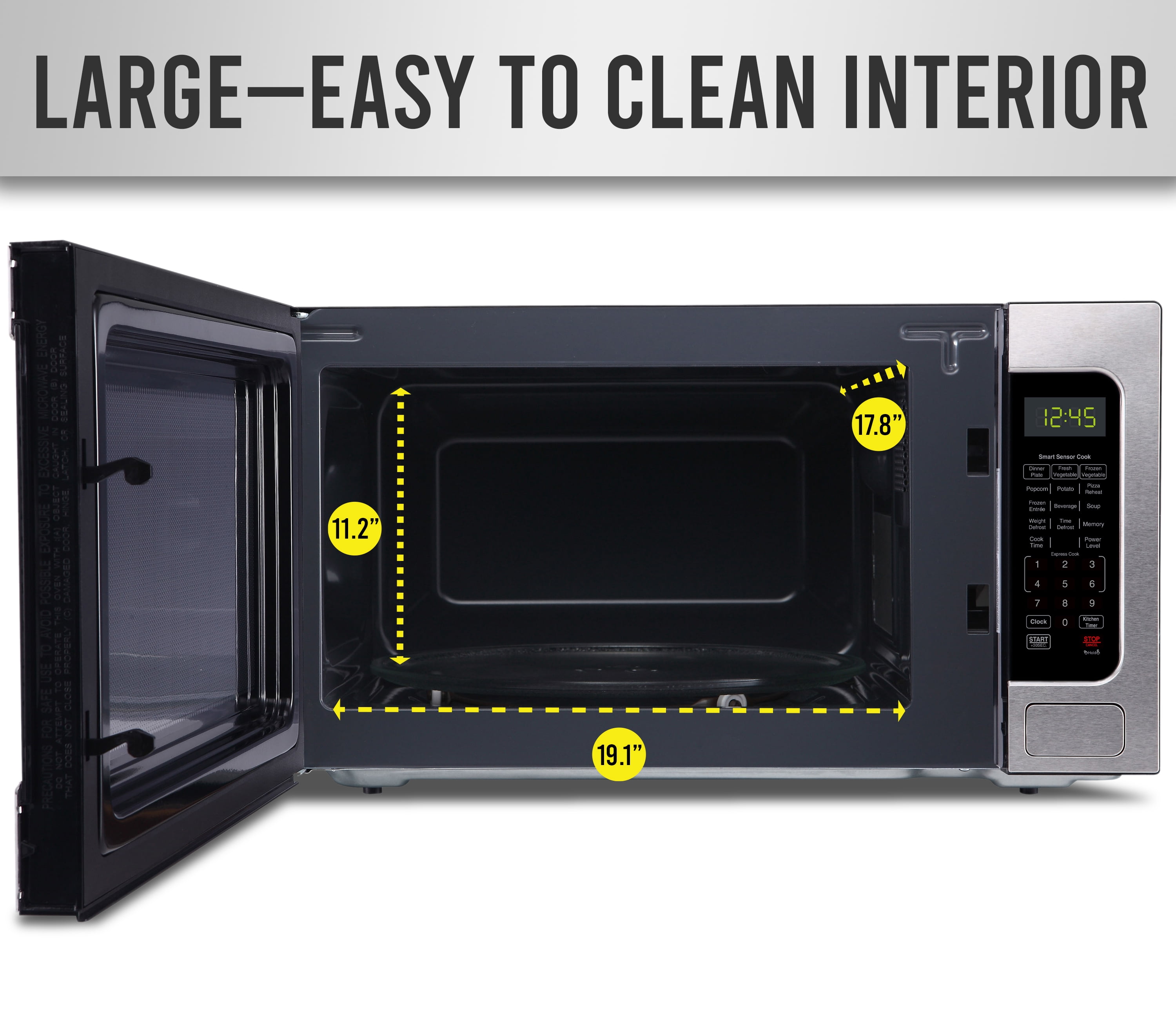 Farberware 2.2 cu ft Microwave Oven, 1200W Compact Microwave Oven with LED Display, Stainless Steel