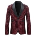 thumbnail image 1 of Styesk Jackets for Men Men Suit Casual Business Affairs Pocket Button Flip Collar Pattern Loose Coat, 1 of 3