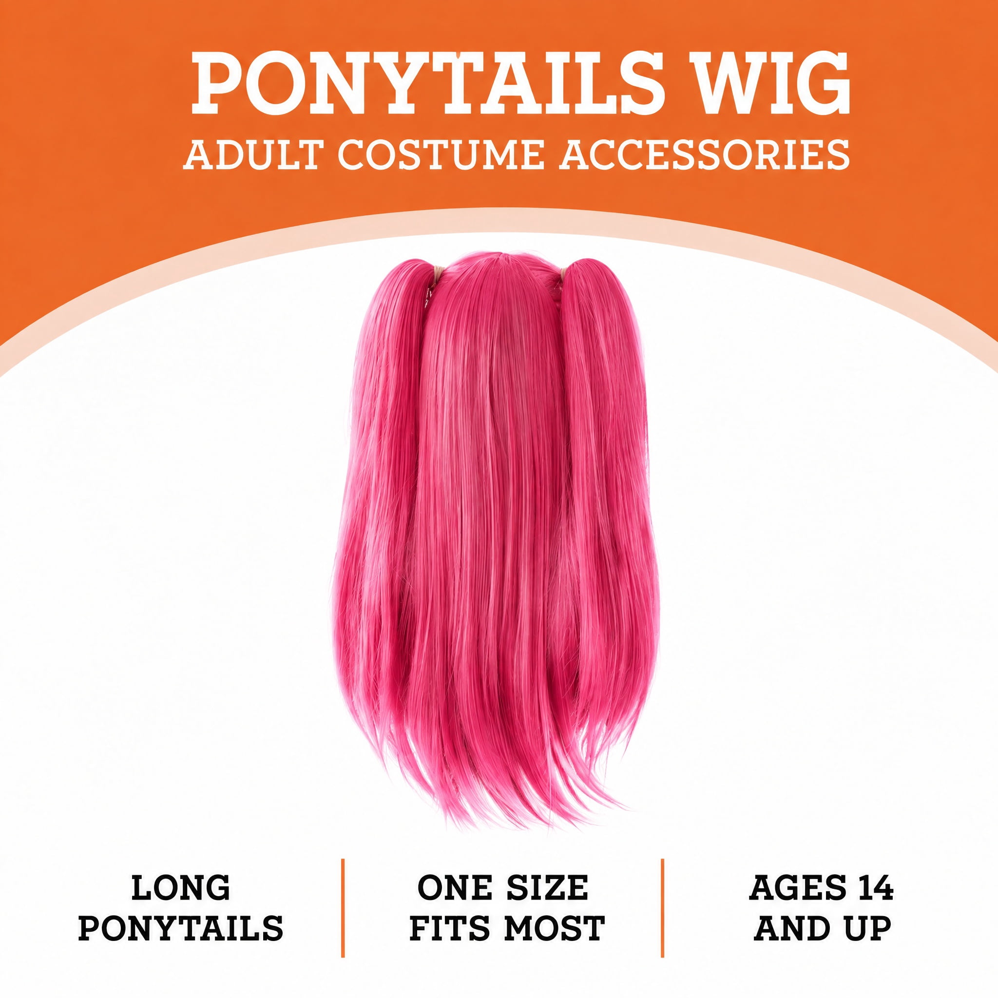 Ponytails Wig Costume Accessory for Adults, Pink, Halloween by Way To Celebrate