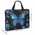 thumbnail image 2 of JRXY Blue Butterfly Blue Flowers Black Background Neoprene Laptop Handle Bag 17inch, 2 of 5