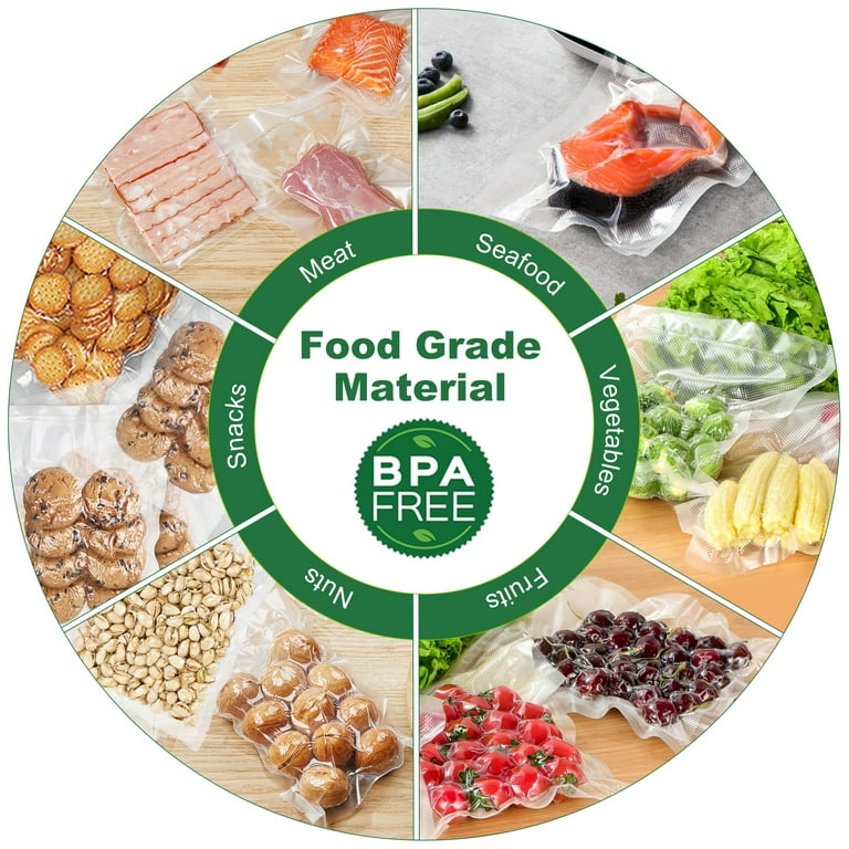 FRESKO 8” x 12” 200 Count Food Vacuum Sealer Freezer Storage Machine Bags  for Food, PreCut Quart, BPA Free, Commercial Grade, Great for storage, Meal