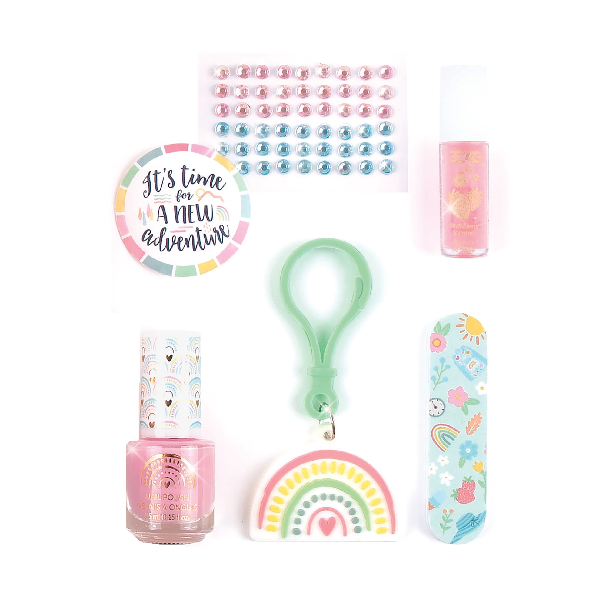 3C4G: Adventure Fun Suitcase Cosmetic Set - 7 pcs, Includes Strawberry Scented Lip Gloss, Nail Polish & More, Beauty Kit, Tweens, Girls & Kids Ages 8+, Three Cheers For Girls