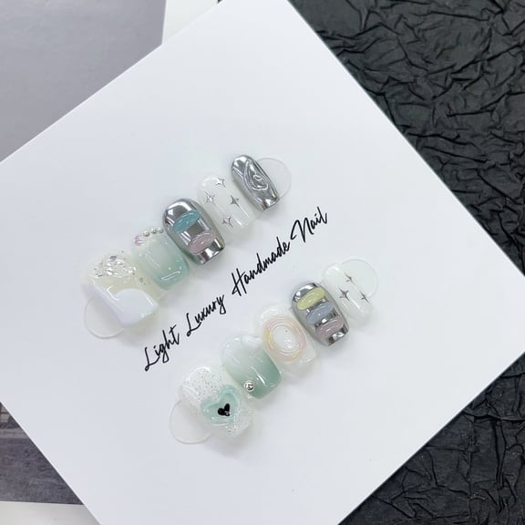 Small fresh INS wind ultra-short ladder hand-worn nail piece light luxury pure handmade high quality control nail